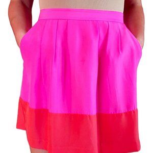 J Crew Hot Pink Colorblock Silk Skirt